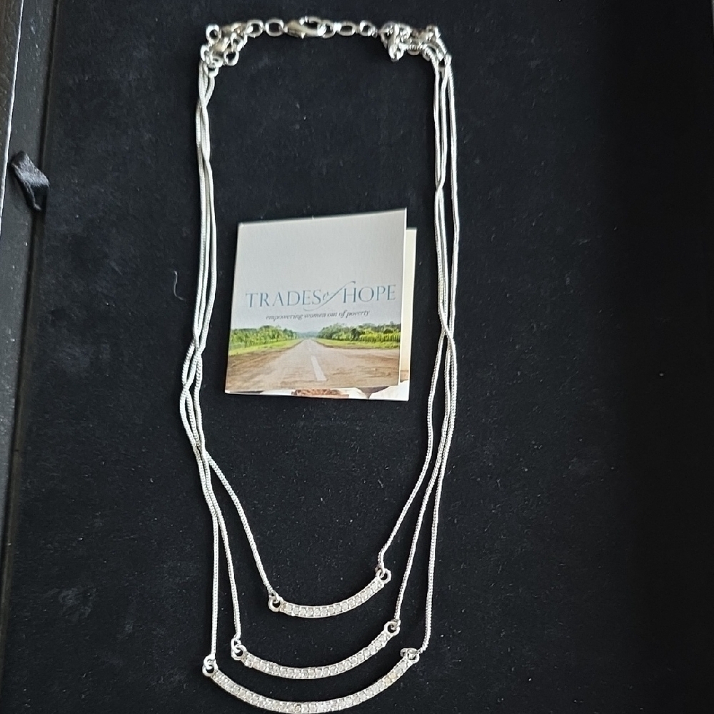 Trades of Hope Silver Triple Strand Necklace